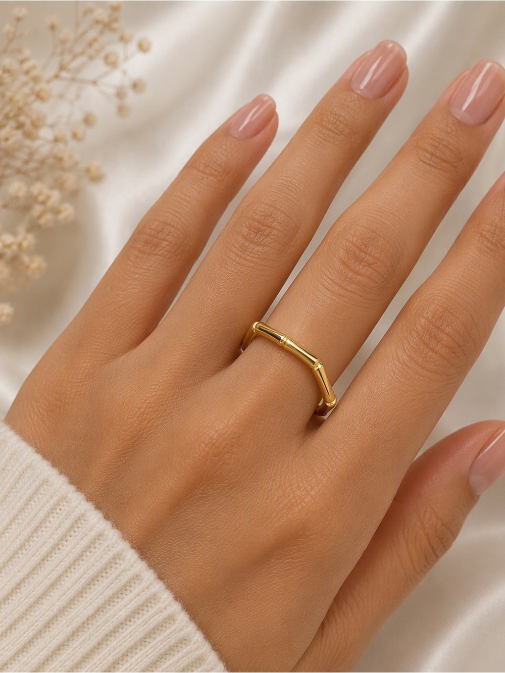 Gold Bamboo-Inspired ring